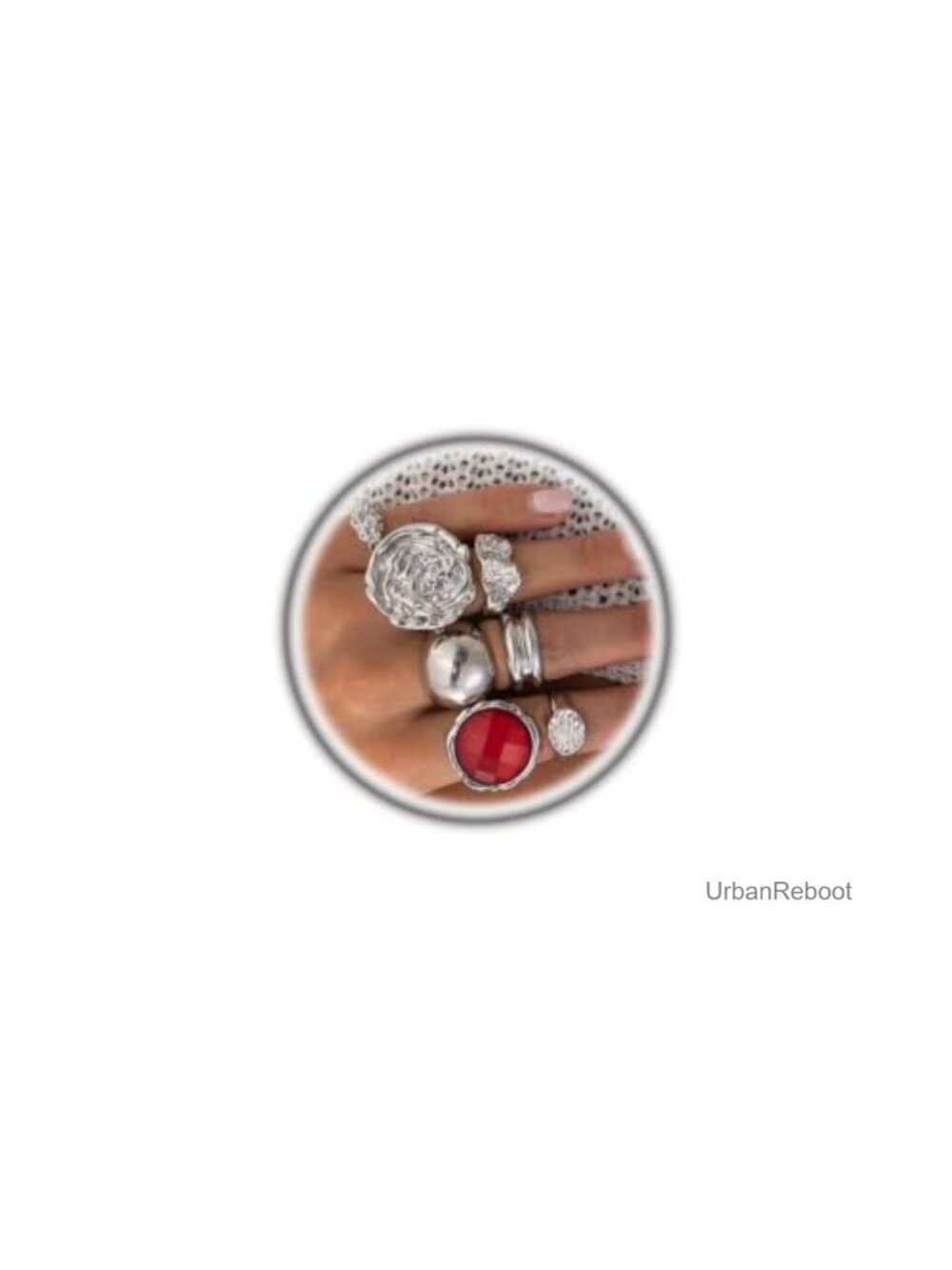 Hammered Resin Dome Rings Set Open Adjustable Stacking Knuckle Finger Jewelry